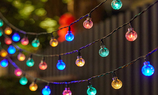 Up to 200-Bulb Solar-Powered Ball String Lights Outdoor Decorative Lighting