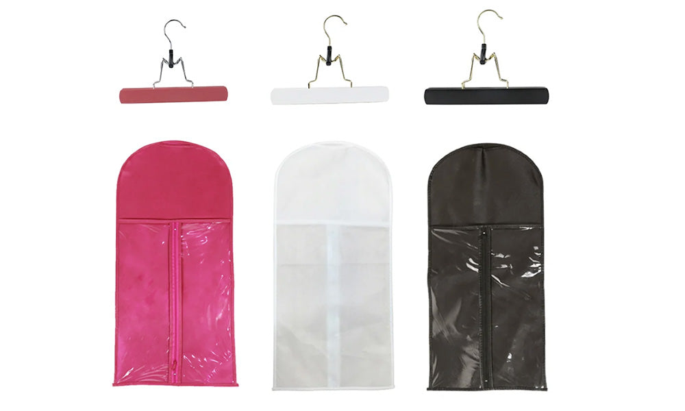 2 PCS Nonwoven Wig Storage Bags with Transparent Windows and Hanger