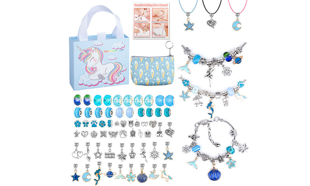 DIY Kids Bracelet Making Kit with Charms and Beads Jewelry Set for Girls Gifts
