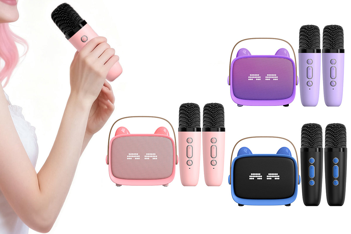 Mini Karaoke Machine with 2 Wireless Microphone Christmas Gift