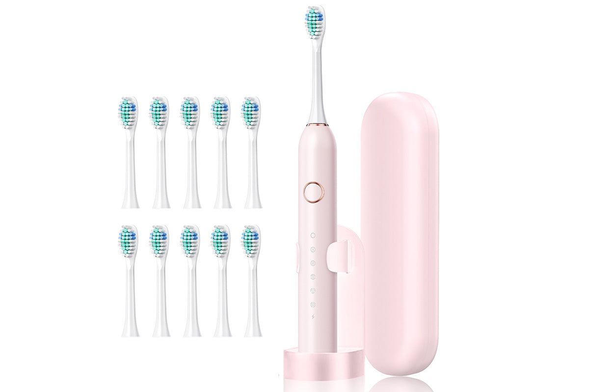 6-Mode Electric Toothbrush with 10 Brush Heads Rechargeable Toothbrush Set for Home Travel
