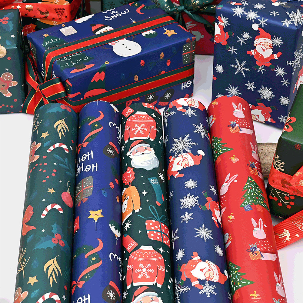 10 Sheets Christmas Wrapping Paper Xmas Present Wrap Paper