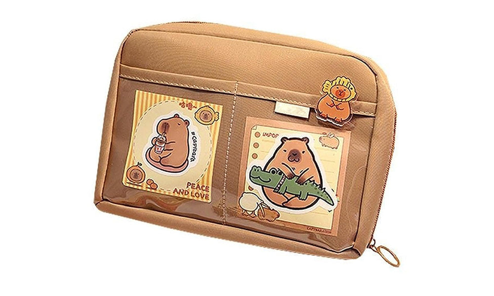 Cartoon Capybara Pencil Case Large Capacity Oxford Cloth Pen Bag