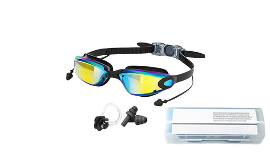 Anti-Fog UV Swim Goggles Set with Case for Adults and Youth
