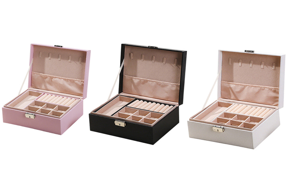 Jewellery Organiser Case Box Holder Storage Earring Ring Display with Lock and Key