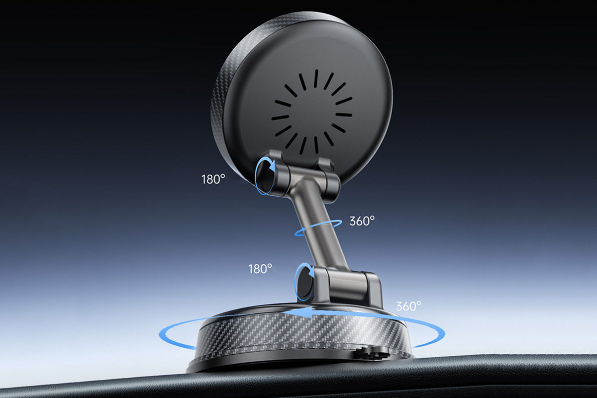 15W Magnetic Car Charger Vacuum Suction Foldable Phone Mount for Dashboard