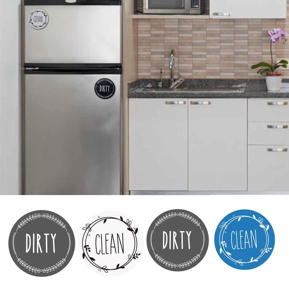 2 X Round Magnetic Dishwasher Clean Dirty Sign Non-Scratch Clean Dirty Indicator