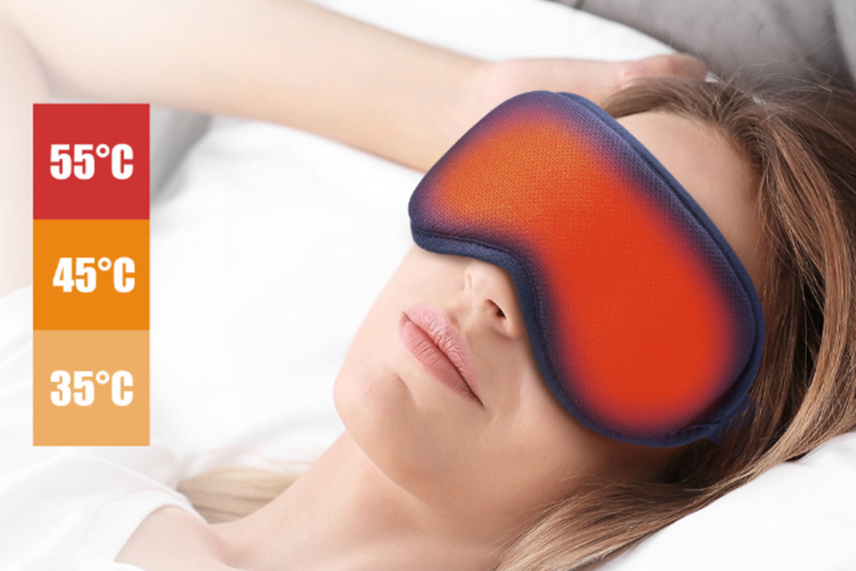 USB Heated Eye Mask with 3-Temp Settings & 6 Massage Modes Relief for Dry Eyes & Fatigue