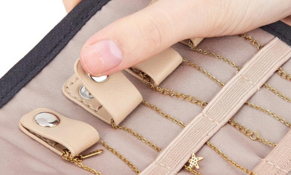 2 PCS Foldable Roll Up Earring and Jewelry Organizer Travel Bags