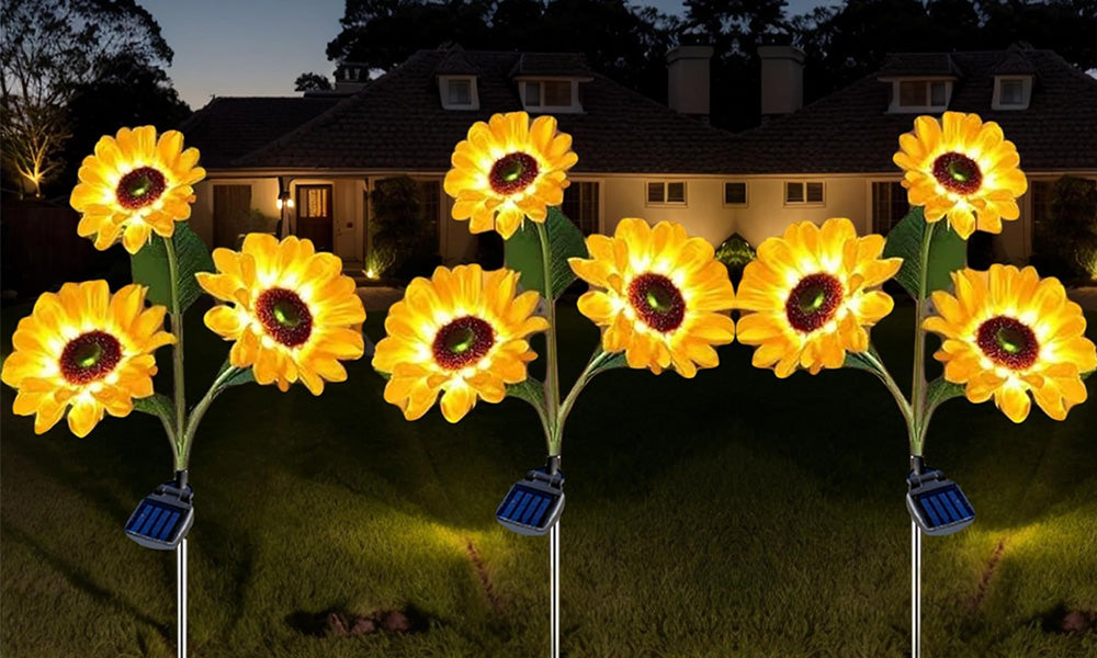Solar Outdoor Garden Lights Sunflower and House Decorative Light