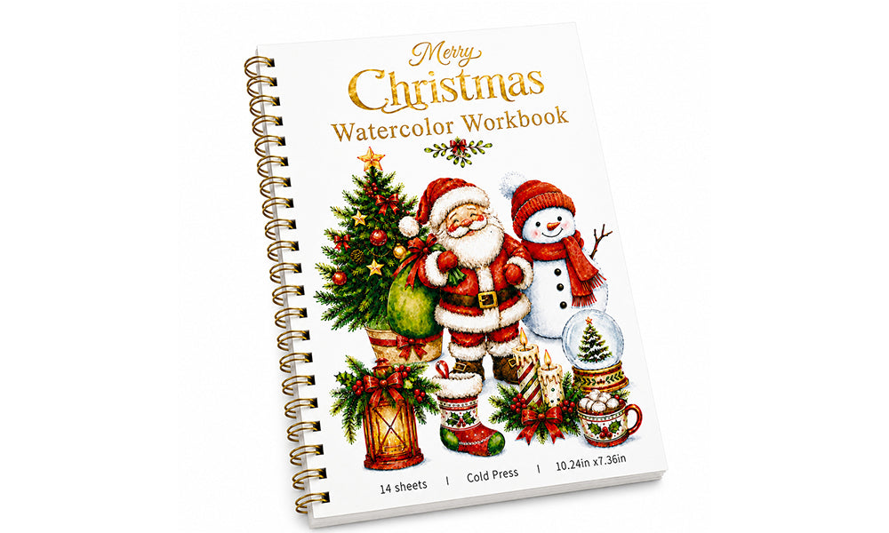 Christmas Watercolor Workbook 14 Designs 200g Cold Press Paper Spiral Bound