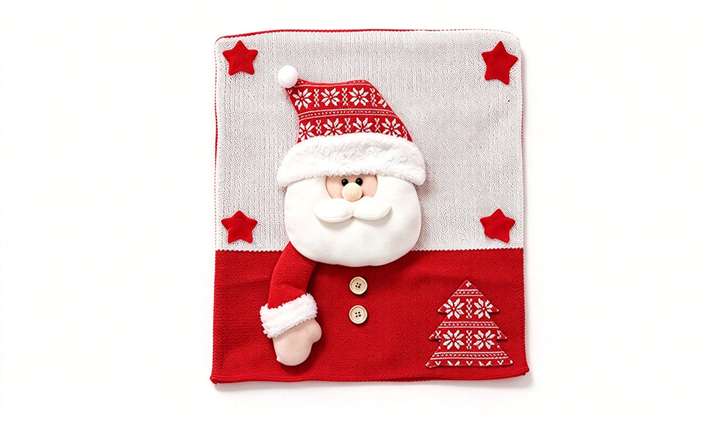 Christmas Chair Back Cover with Santa Snowman and Reindeer Designs