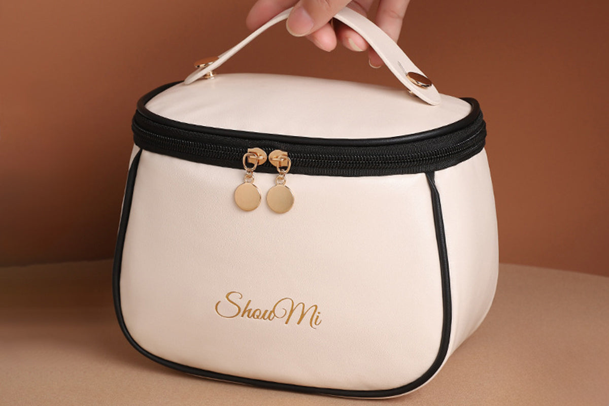 Large Capacity Waterproof PU Travel Makeup Bag Cosmetic Organizer with Brush Holder