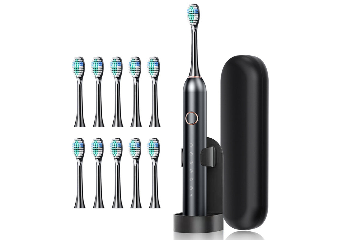 6-Mode Electric Toothbrush with 10 Brush Heads Rechargeable Toothbrush Set for Home Travel