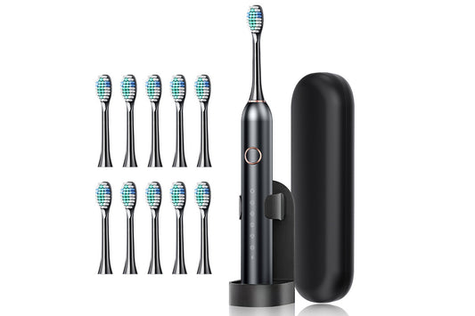 6-Mode Electric Toothbrush with 10 Brush Heads Rechargeable Toothbrush Set for Home Travel