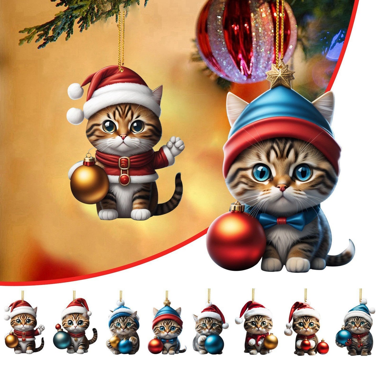 2D Acrylic Cat Christmas Ornaments 24 Days Calendar Blind Box
