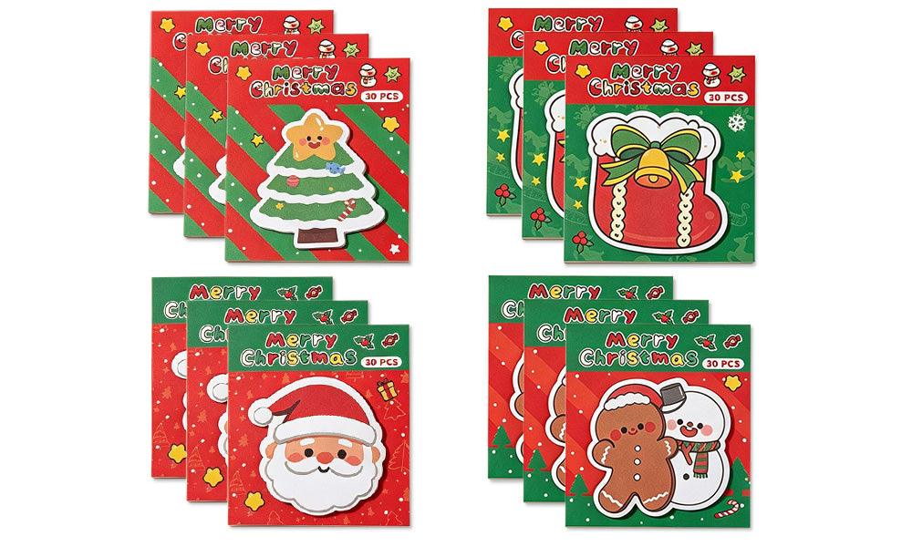 8/12 PCS Die Cut Christmas Sticky Notes with Repositionable Adhesive