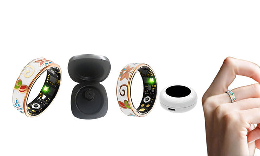 Bluetooth Vntage Enamel Style Smart Ring Water Resistant Fitness Health Tracker