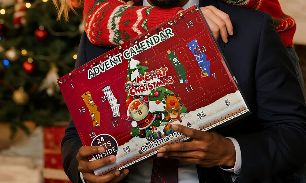 Christmas Advent Calendar with Cotton Mid Calf and Ankle Socks