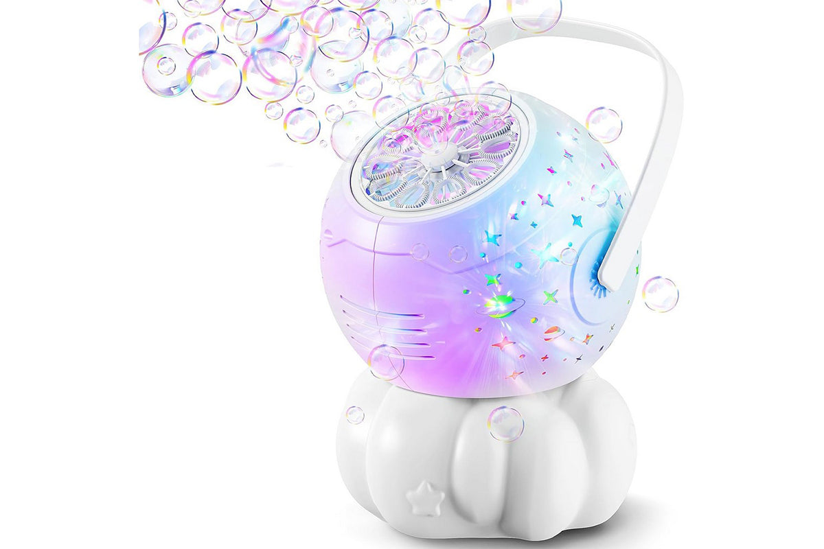 Electric Bubble Machine with RGB LED Light Party Birthday Toy for Kids