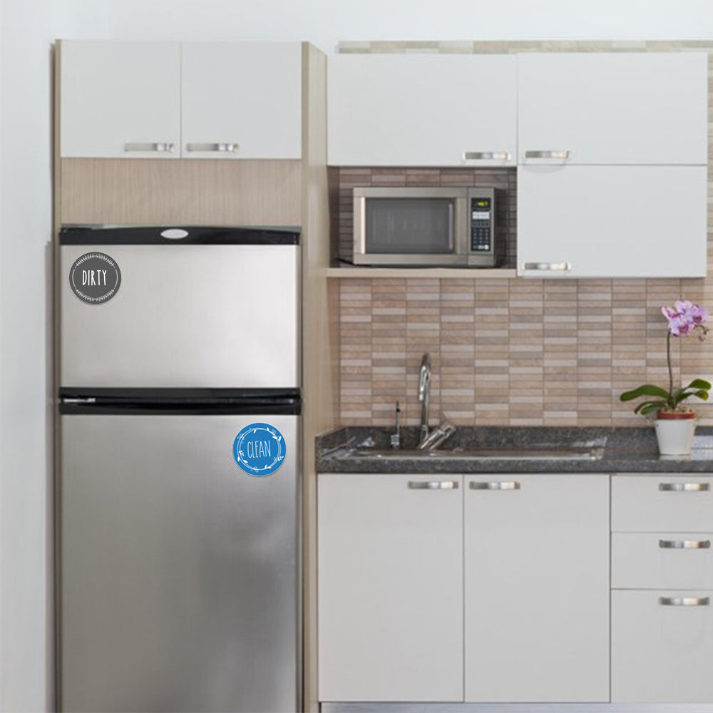 2 X Round Magnetic Dishwasher Clean Dirty Sign Non-Scratch Clean Dirty Indicator
