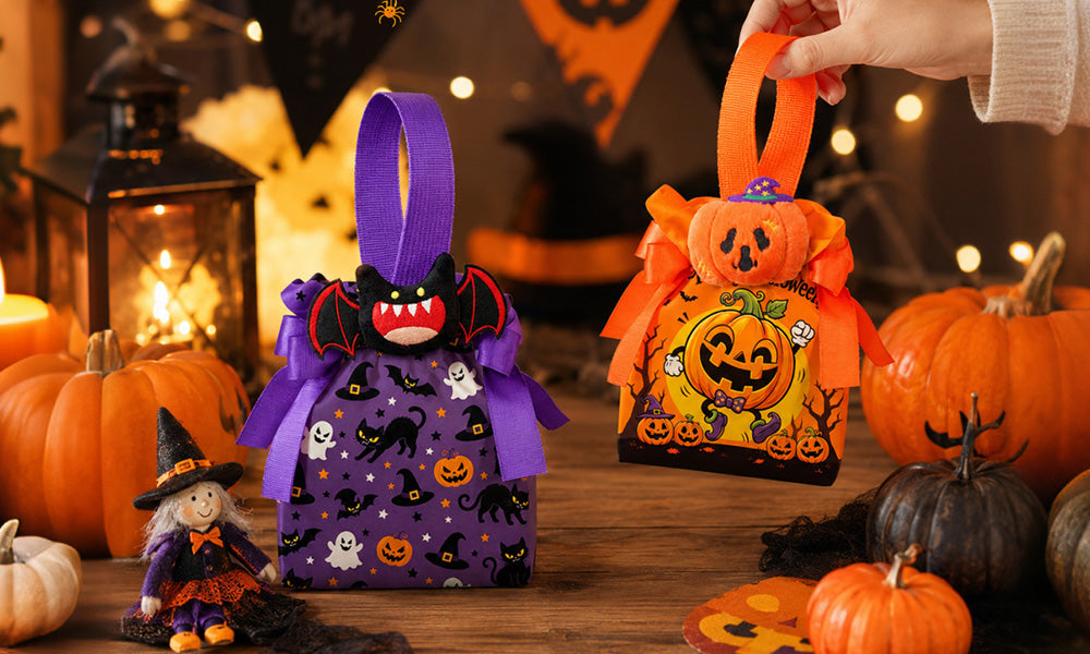 5 PCS Halloween Pumpkin Canvas Candy Gift Bags
