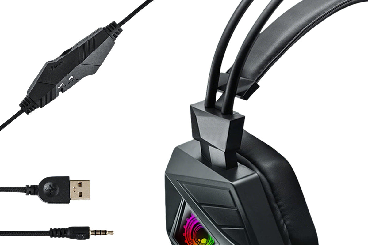 Wired RGB Gaming Headset with Microphone 3.5mm USB for PC PS5 Xbox