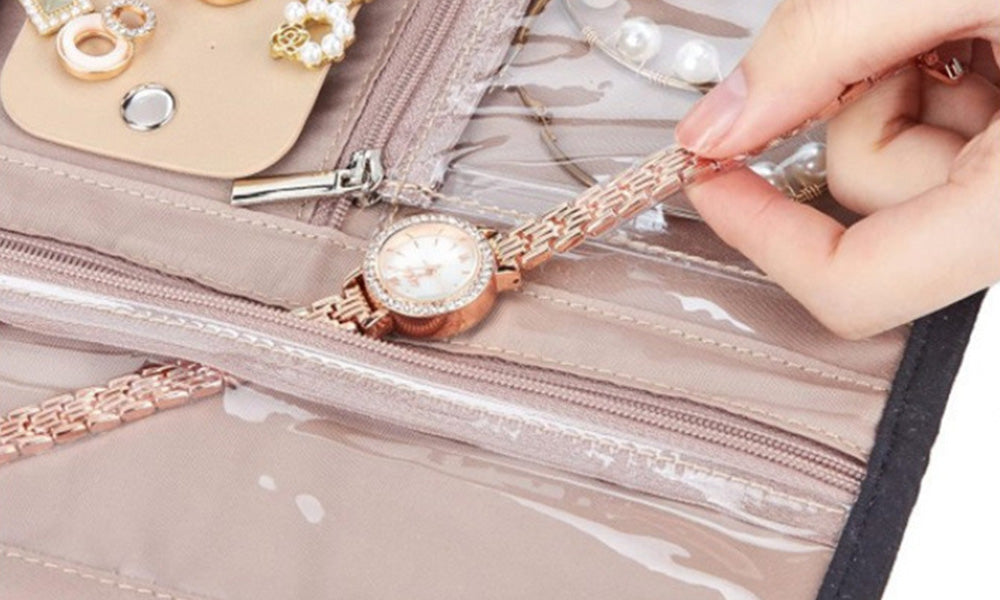 2 PCS Foldable Roll Up Earring and Jewelry Organizer Travel Bags