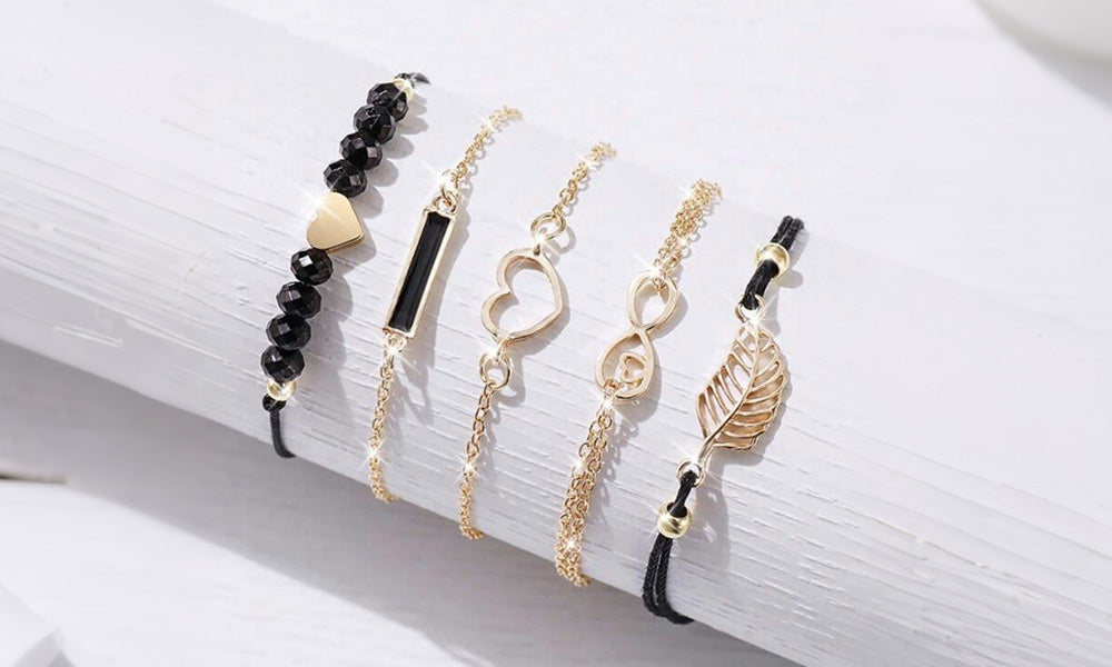 Women Quartz Watch and Beaded Bracelet Set Fashion Wristwatch Jewelry Gift Set