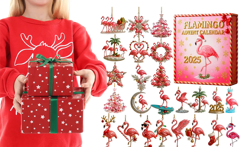 2D Flat Advent Calendar Surprise Box Flamingo Theme Christmas Gift