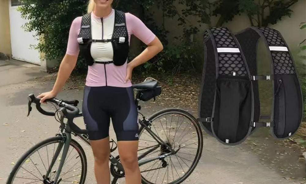 2Pcs Multi-Pocket Running Vest with Reflective Strip Cycling Run Backpack