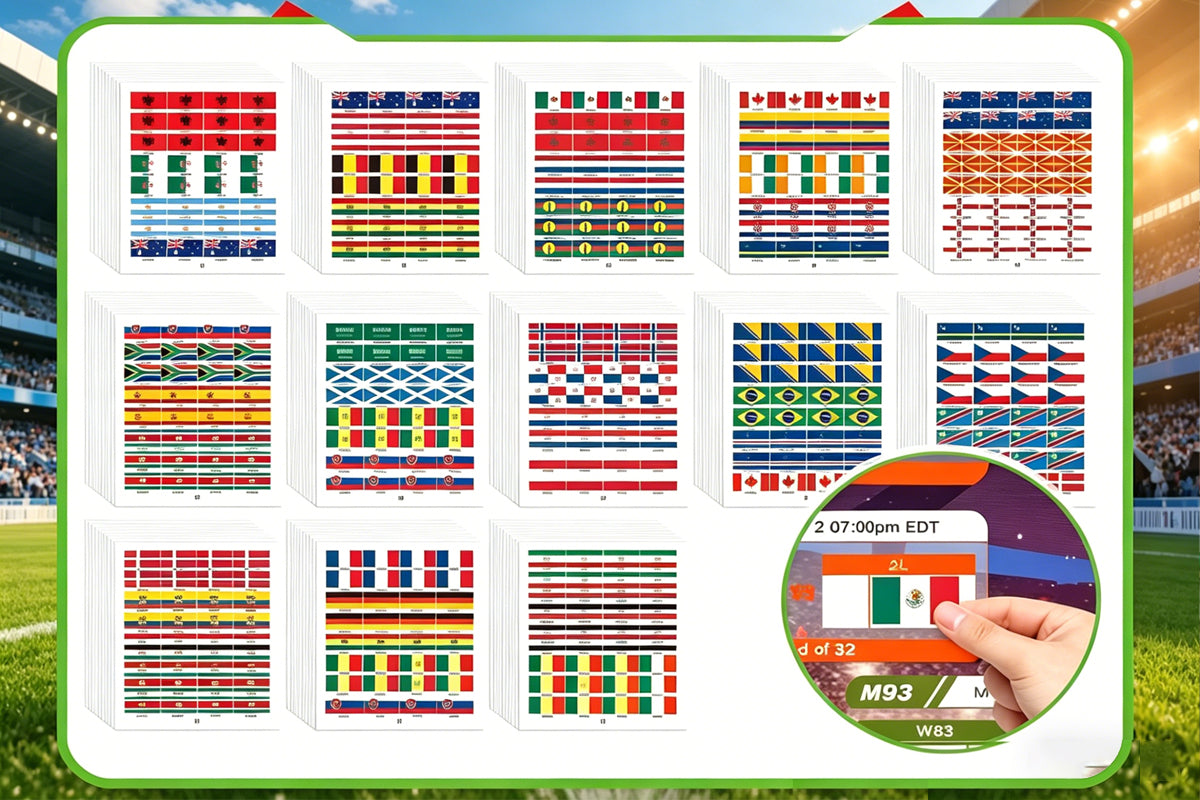 World Cup 2026 Soccer Poster with 600 Team Stickers Match Schedule Chart for Fans