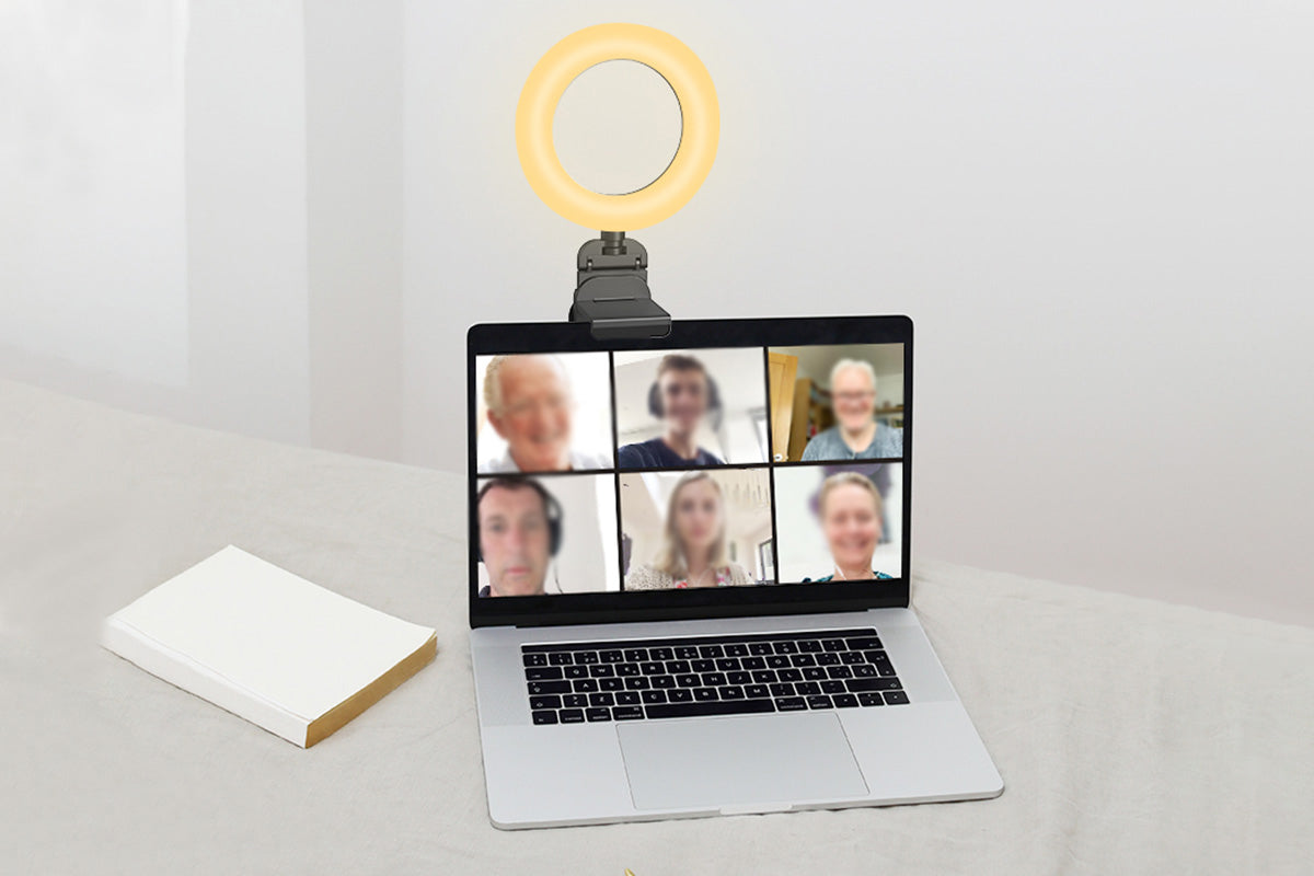 Ring Light with Stand for Desk Clip On LED Selfie Light Desktop for Zoom Meeting