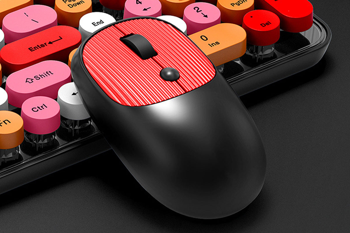 2.4GHz Wireless Keyboard And Mouse Combo With Round Key Caps