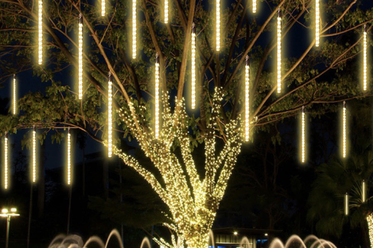 LED Meteor Shower Raindrop String Lights Solar Powered for Outdoor Decoration