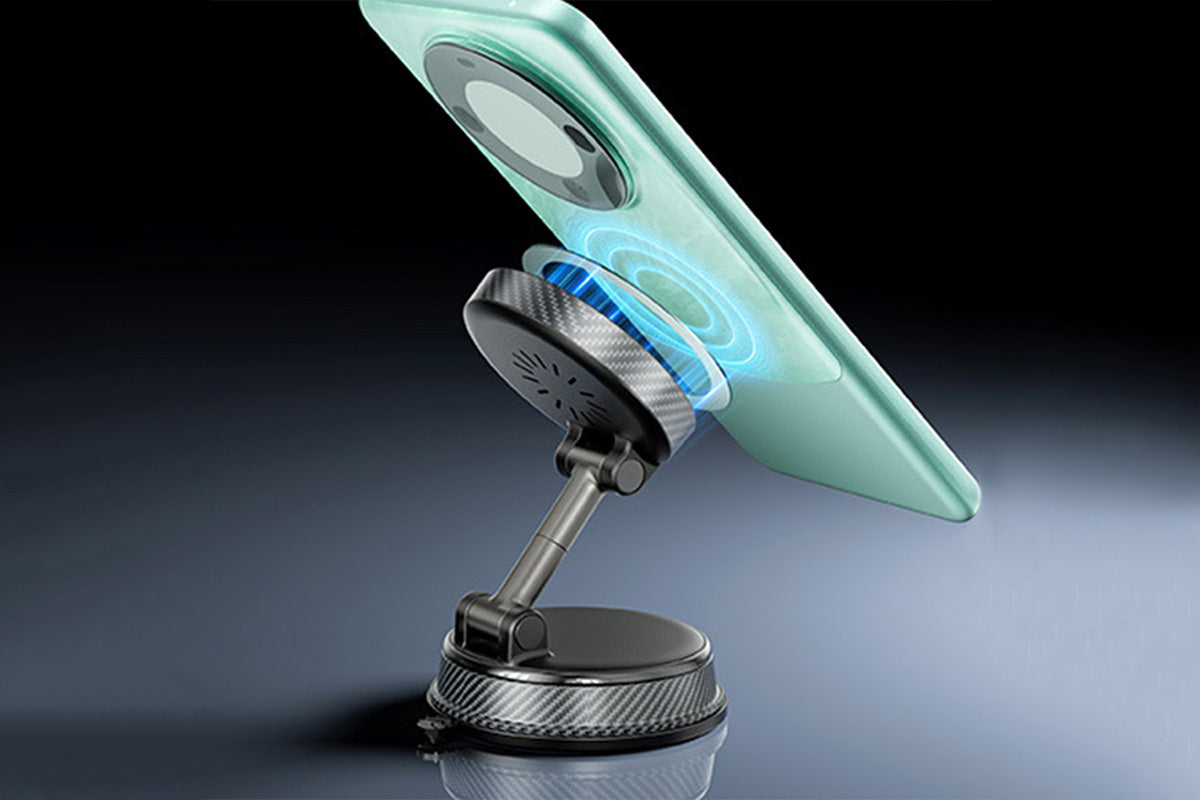 15W Magnetic Car Charger Vacuum Suction Foldable Phone Mount for Dashboard