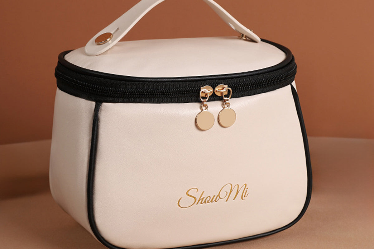 Large Capacity Waterproof PU Travel Makeup Bag Cosmetic Organizer with Brush Holder