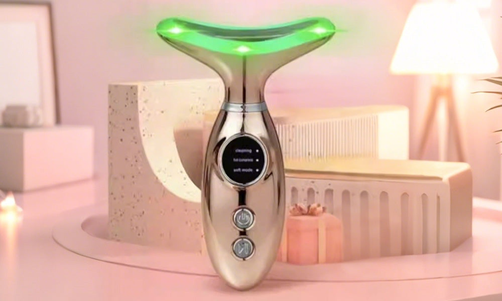 4-in-1 Facial and Neck Beauty Device for Cleansing Massage and Light Therapy