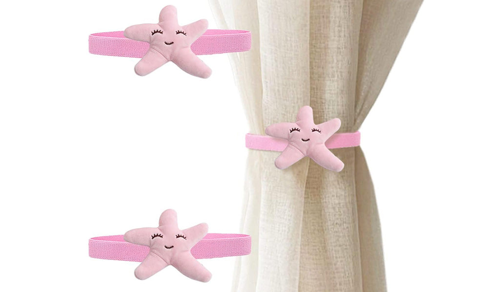 4 PCS Plush Starfish Curtain Tiebacks for Boys Girls Rooms