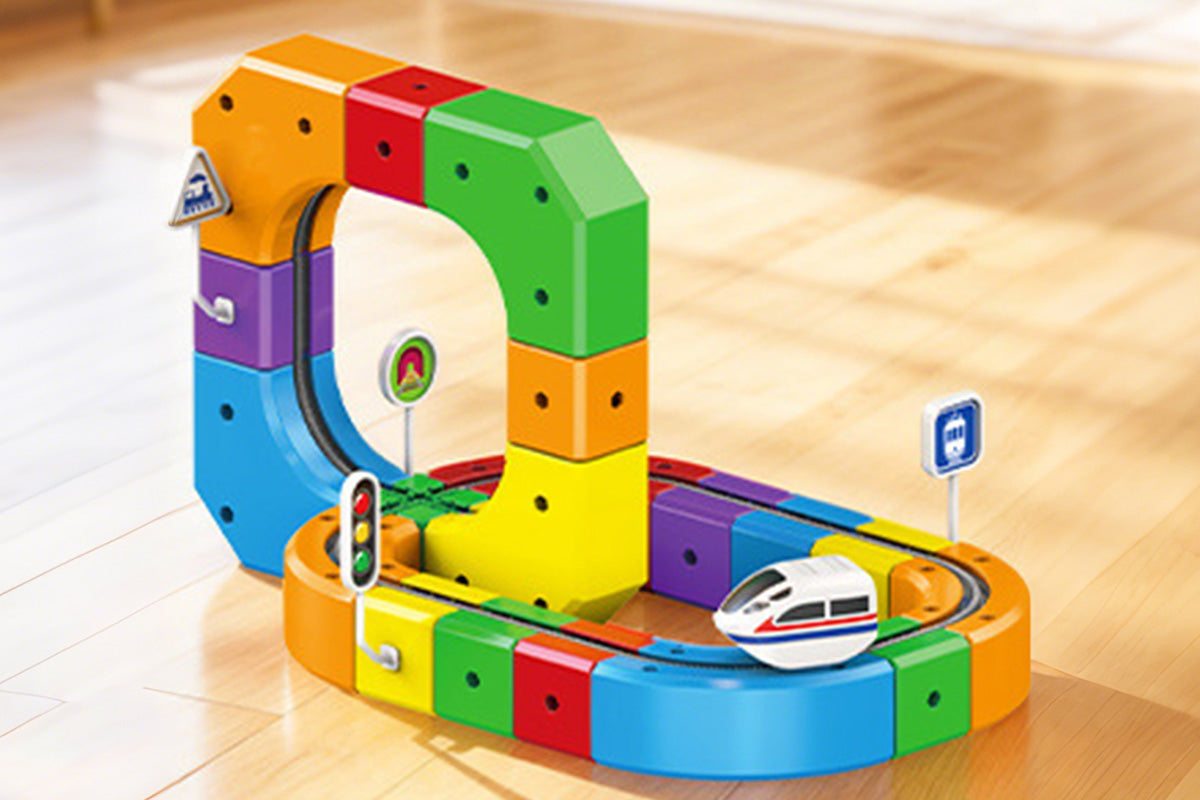 Building Block Electric Train Set with Upside Down Racing