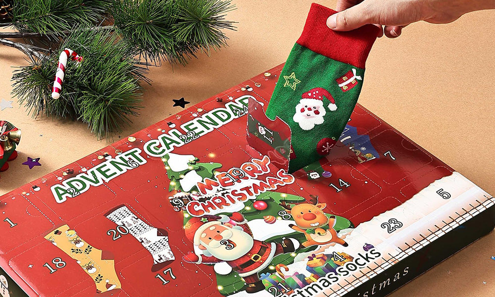 Christmas Advent Calendar with Cotton Mid Calf and Ankle Socks