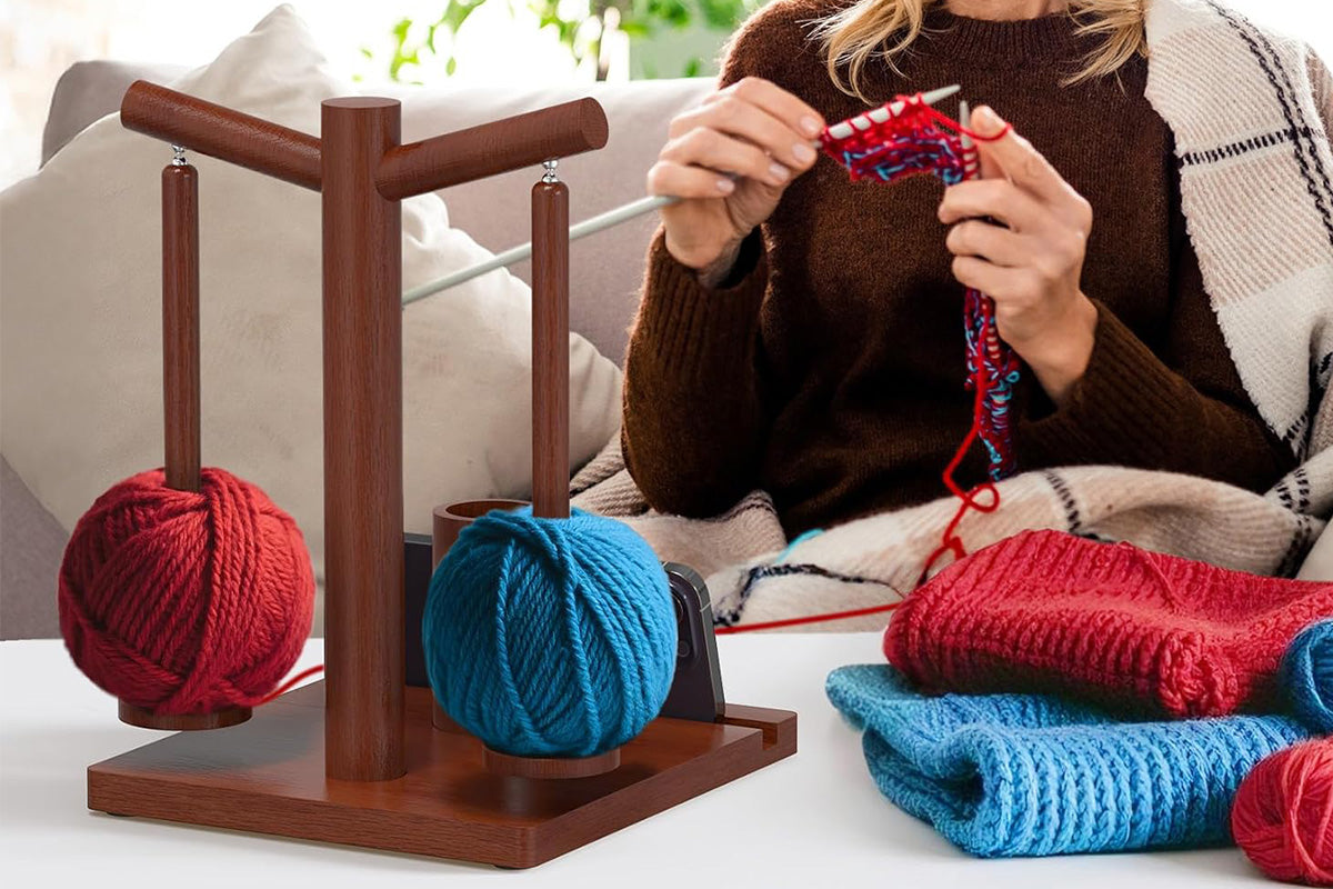 Wooden Yarn Holder for Crocheting and Knitting with Phone stand
