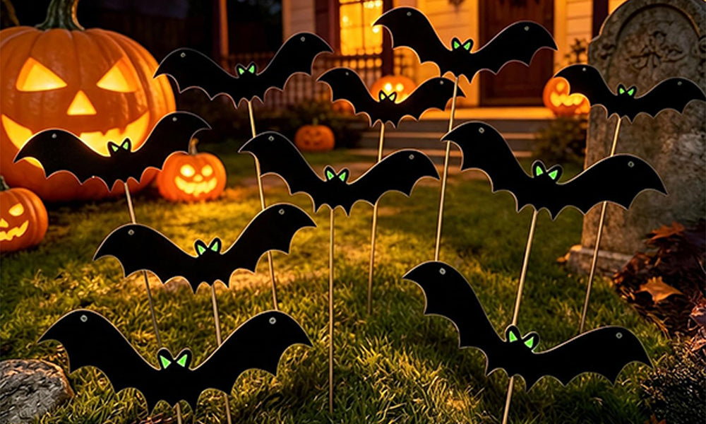 6/12 PCS Halloween Bat Garden Stakes