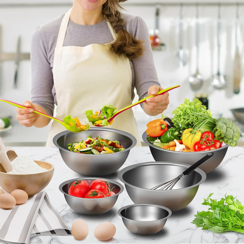 5Pcs Stainless Steel Nesting Bowl Set Polished Storage Mixing Bowl