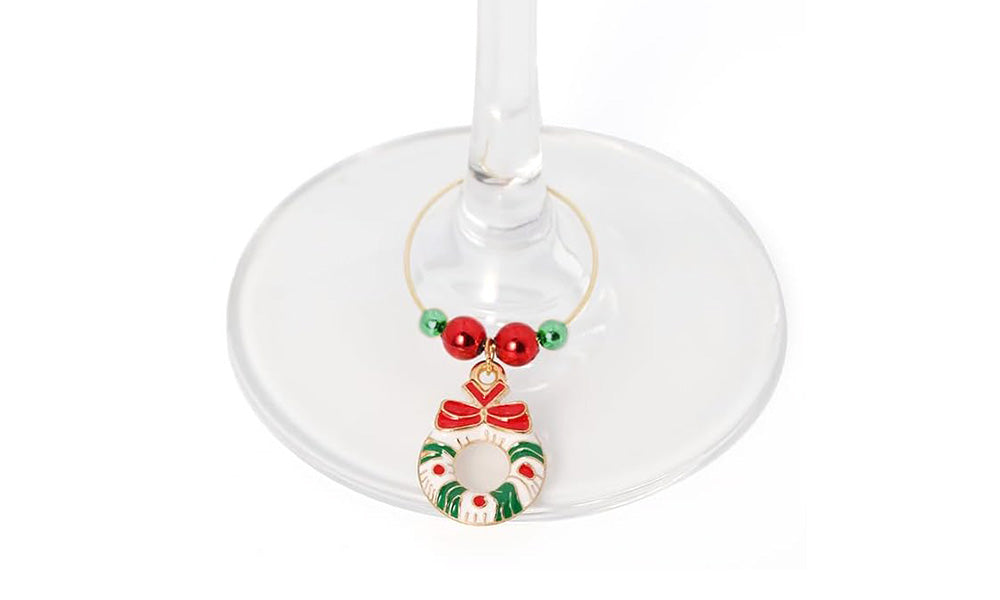 20 PCS Zinc Alloy Christmas Ocean Letter Wine Glass Marker Rings with Bag