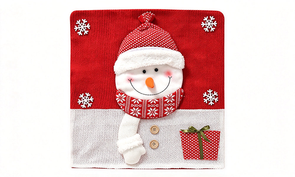 Christmas Chair Back Cover with Santa Snowman and Reindeer Designs