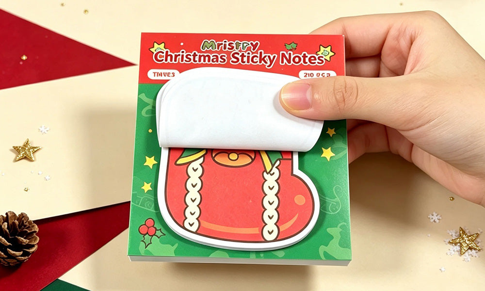 8/12 PCS Die Cut Christmas Sticky Notes with Repositionable Adhesive