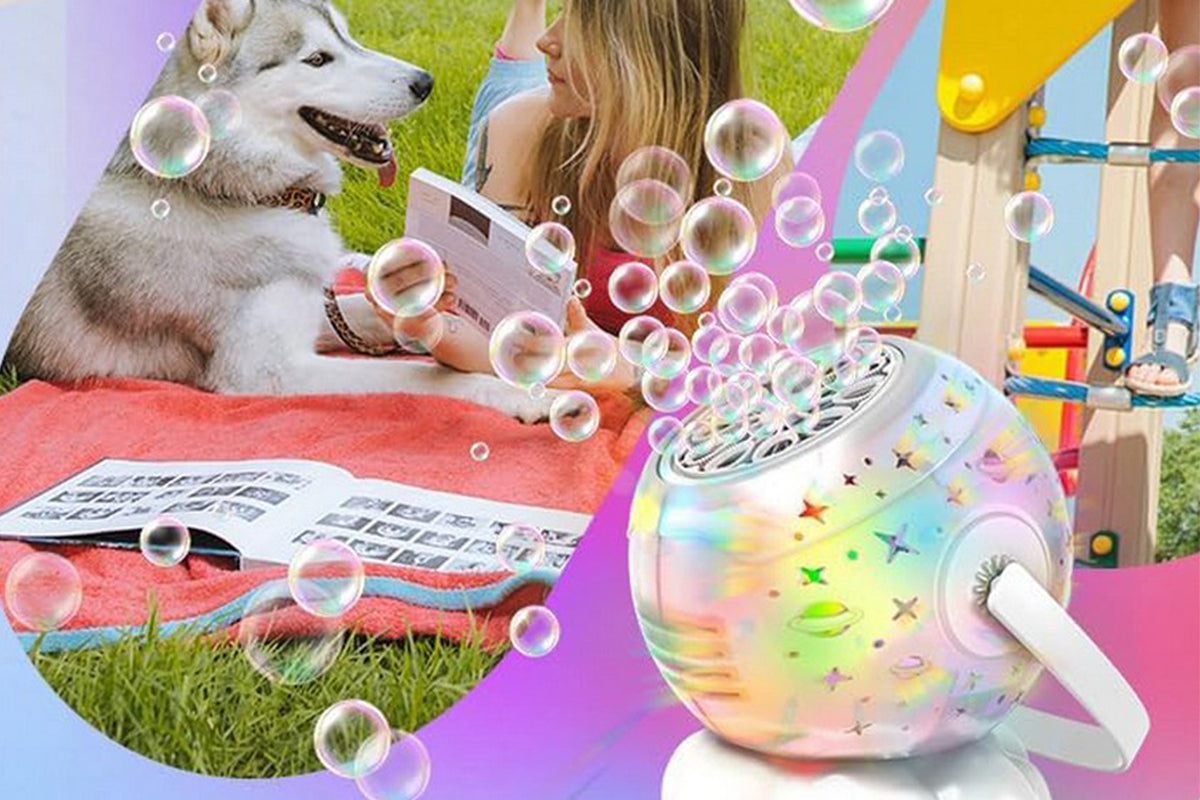 Electric Bubble Machine with RGB LED Light Party Birthday Toy for Kids