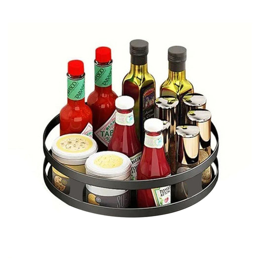 1 Tier Lazy Susan Turntable Carbon Steel Rotating Spice Holder Kitchen Pantry Cabinet Organizer