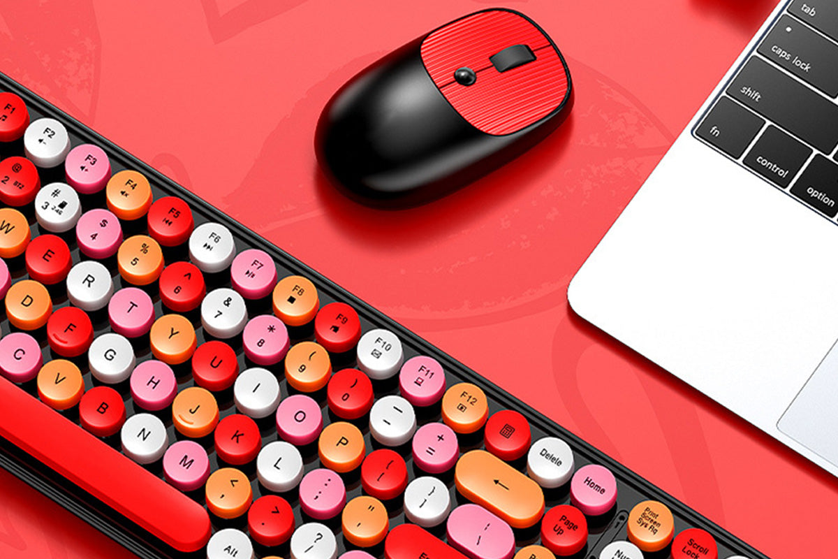 2.4GHz Wireless Keyboard And Mouse Combo With Round Key Caps